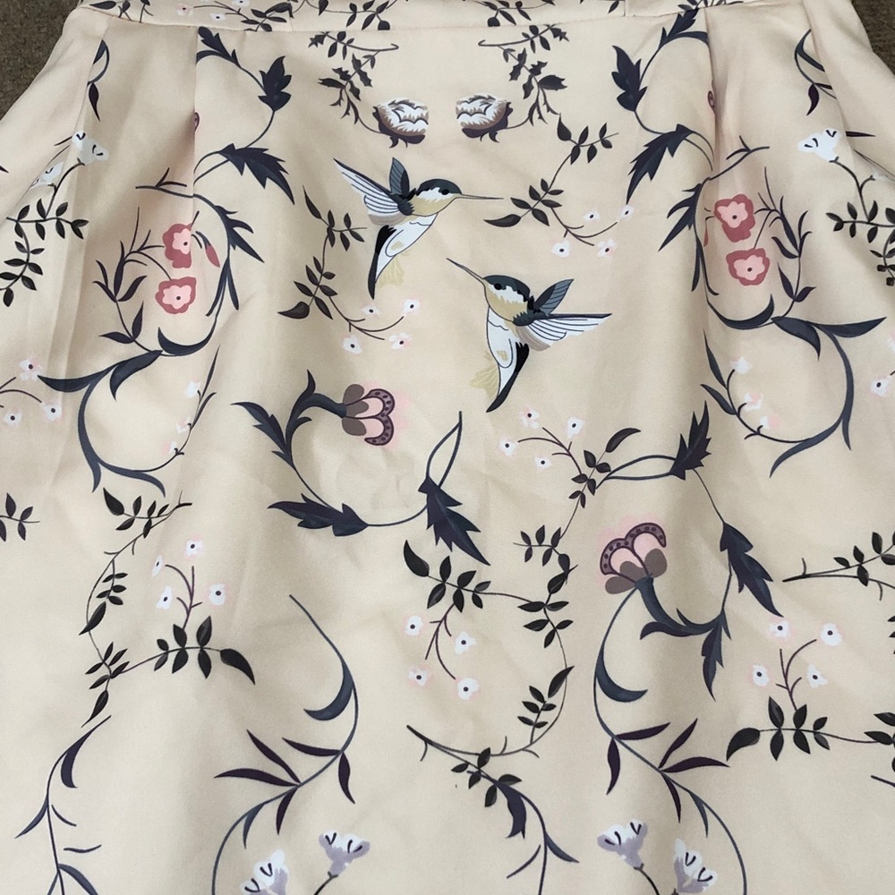 Vintage Dress Size 2 Cream Humming Bird Floral Print Embroidery - Picture 6 of 9